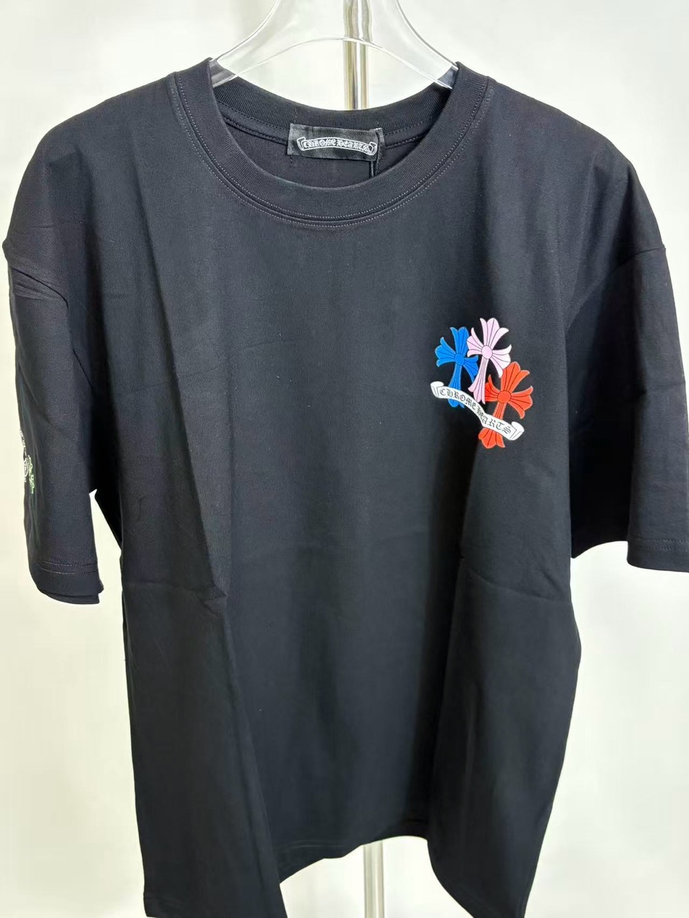 Black Chrome Hearts Rainbow Cross Tee